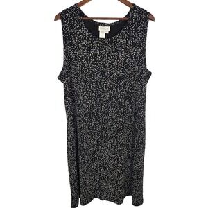 Coldwater Creek Black Patterned Stretch Sleeveless Tunic Swing Dress Size XL